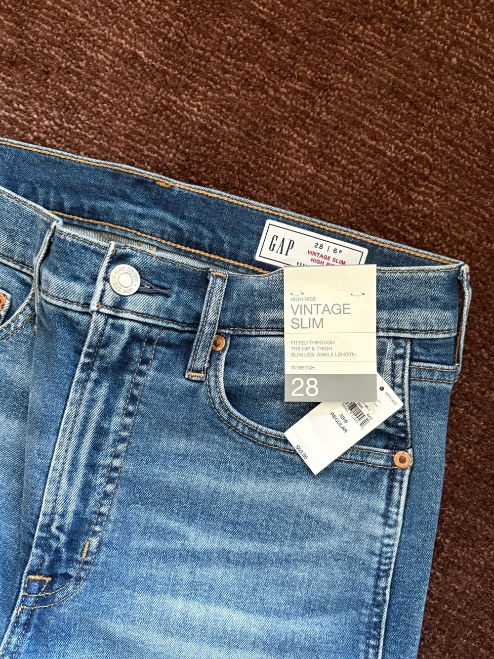 GAP High-Rise Vintage Slim Jeans - Light to Medium Blue Wash